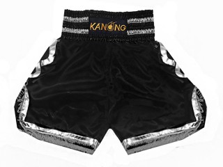 Boxing Shorts , Boxing Trunks : KNBSH-201-Black-Silver